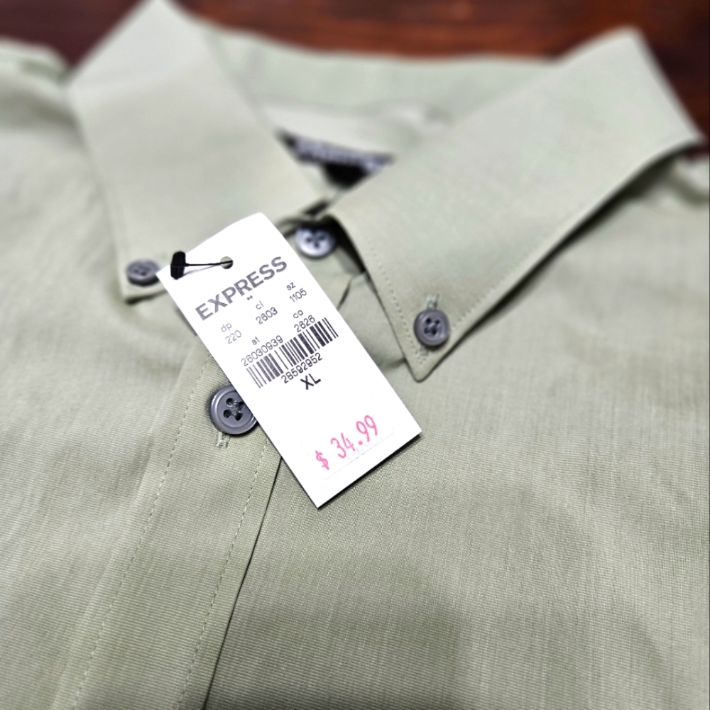 Mens Beige long sleeved Button down